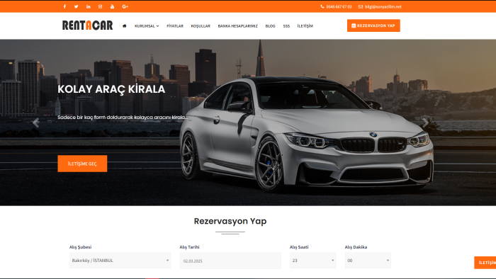 rent a car sitenizi açıyorum