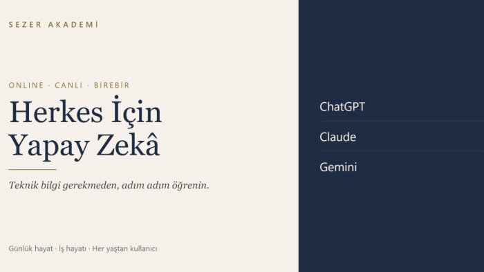 herkes için yapay zekâ kullanımı eğitimi veririm