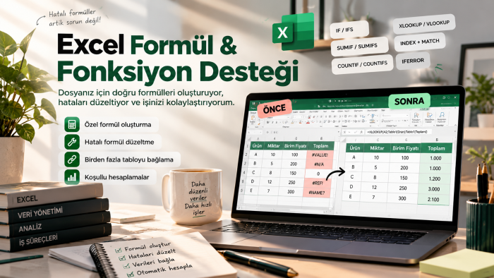 Excel formüllerinizi ve fonksiyonlarınızı oluşturuyorum
