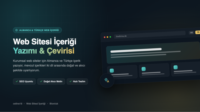 size Almanca Türkçe web sitesi içeriği yazabilirim