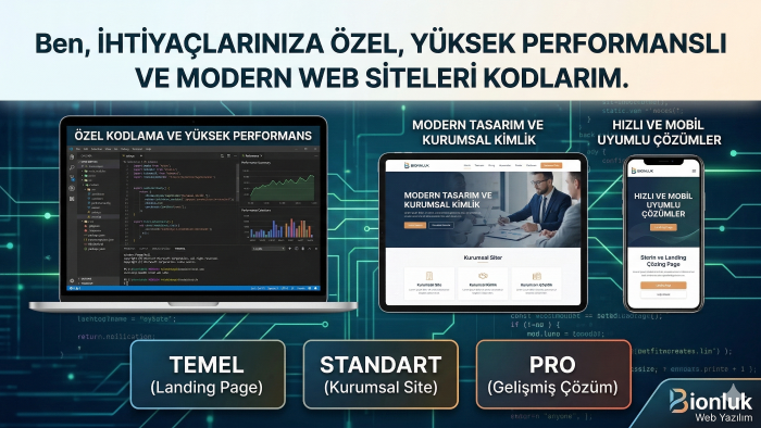 ihtiyaçlarınıza özel, hızlı ve modern web siteleri kodlarım