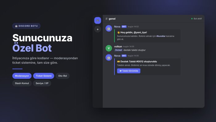 ihtiyacınıza özel Discord botu geliştiririm