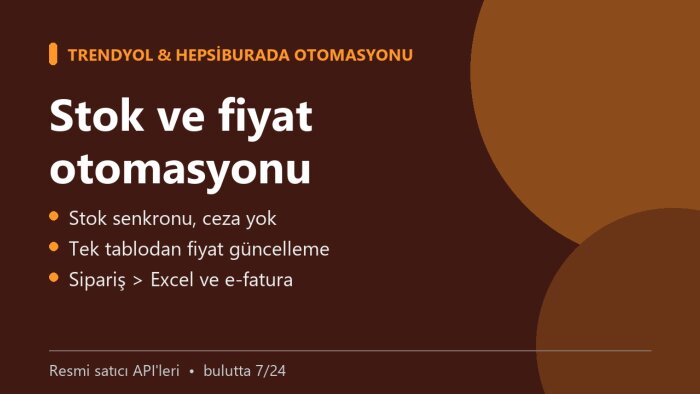 Trendyol ve Hepsiburada için stok fiyat otomasyonu kurarım