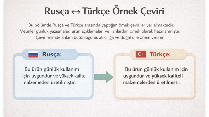 Rusça ve Türkçe yazılı çeviri yaparım