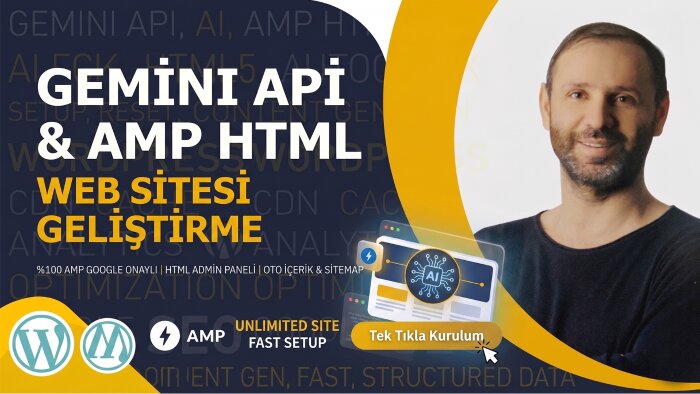 google AMP ve gemini api destekli HTML site kodlayabilirim