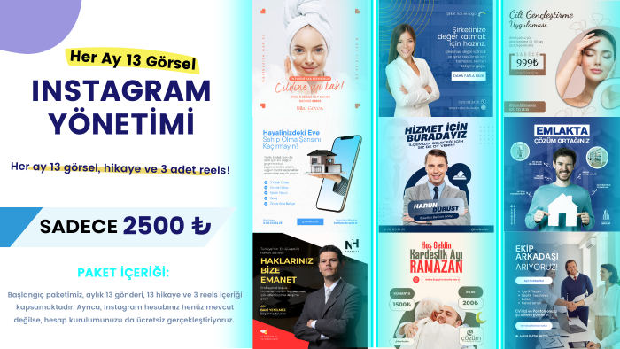 instagram sayfanız için başlangıç paketi yapıyorum