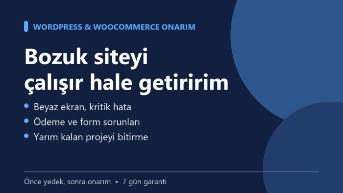 bozuk ya da yarım kalmış WordPress sitenizi onarırım