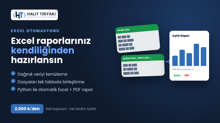 Excel raporlarınızı otomatik hale getiririm