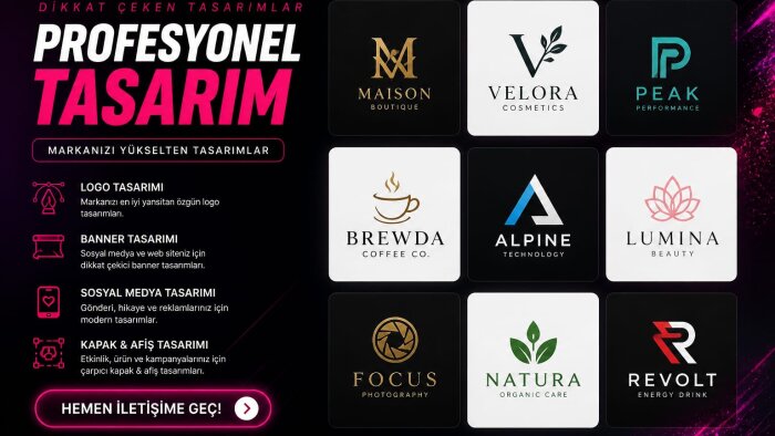 profesyonel logo ve marka kimliği tasarımları yapıyorum