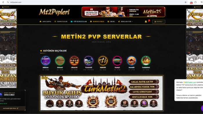 Metin2 pvp serverlar için gelişmiş tanıtımı kurarım