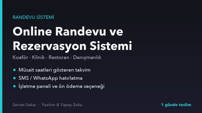 işletmeniz için online randevu sistemi kurarım