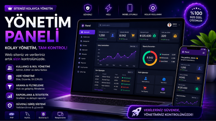 Web siteniz için kullanımı kolay yönetim paneli yaparım