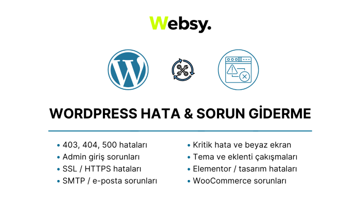 wordpress sitenizdeki hata ve sorunları giderebilirim