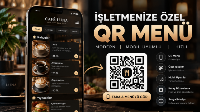 işletmenize özel modern ve mobil uyumlu QR menü hazırlıyorum