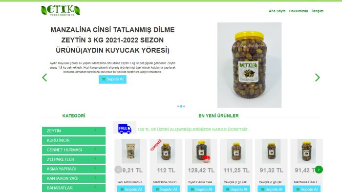 e ticaret sitesini sizlerin hizmetine sunarım