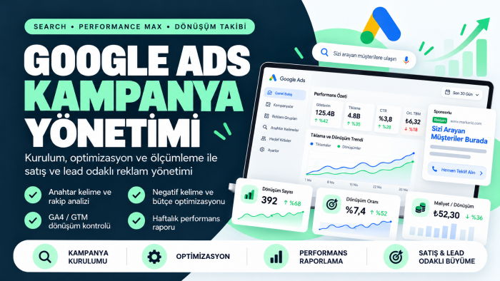 Google Ads kampanyalarınızı kurar ve optimize ederim