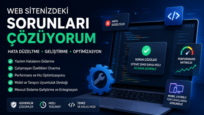 web sitelerinizdeki sorunları çözerim