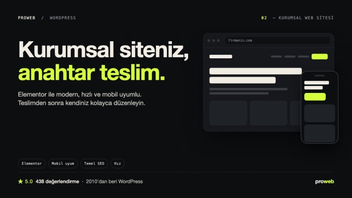 Elementor ile modern ve hızlı kurumsal web sitenizi kurarım