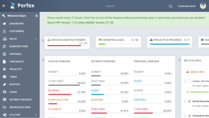 Perfex CRM sorunlarını çözer ve özel modüller geliştiririm
