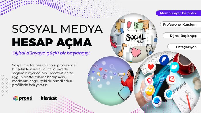 sosyal medya hesap kurulumu ve entegrasyonunu yaparım