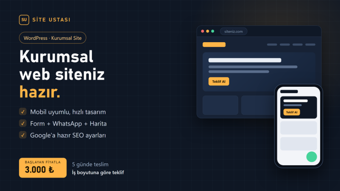 WordPress ile mobil uyumlu kurumsal web sitenizi kurarım