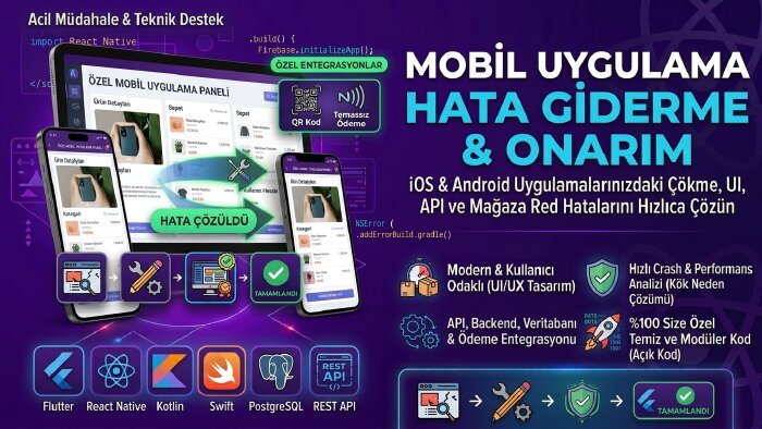 mobil uygulamanızdaki hataları çözer ve bug fix yaparım