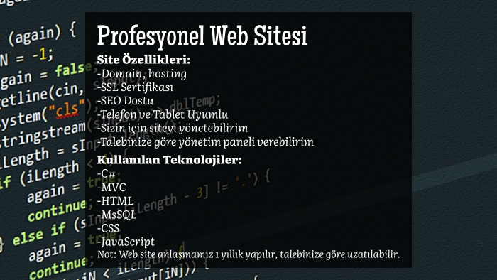 size özel kişisel veya kurumsal sitenizi yapabilirim