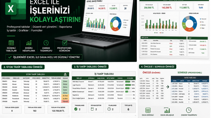 işlerinizi Excel ile daha düzenli hale getirebilirim