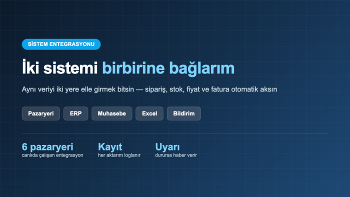 sistemleriniz arasında API entegrasyonu yaparım