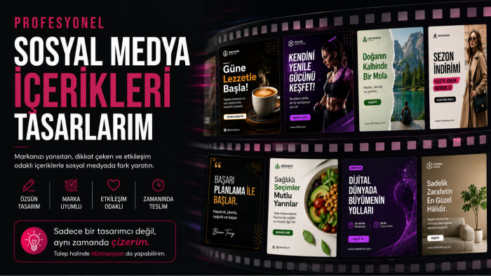 sosyal medya için post, gönderi, görsel tasarlarım