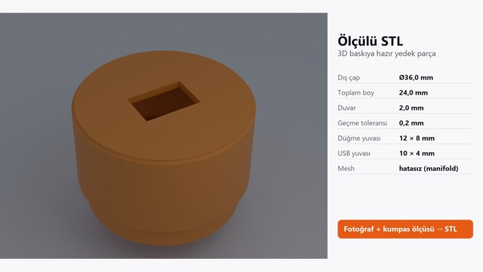 3D baskıya hazır ölçülü STL ve yedek parça modelleyebilirim