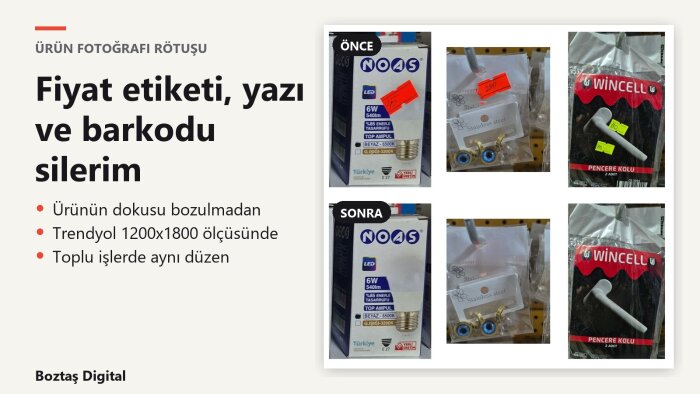 ürün fotoğraflarınızdan fiyat etiketi ve yazıları silerim