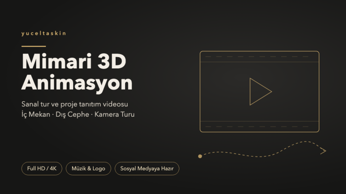 mimari 3D animasyon ve sanal tur videosu hazırlarım