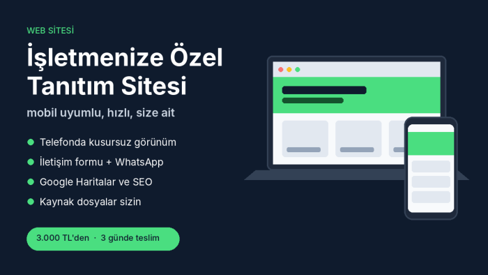 işletmeniz için mobil uyumlu tanıtım sitesi yaparım