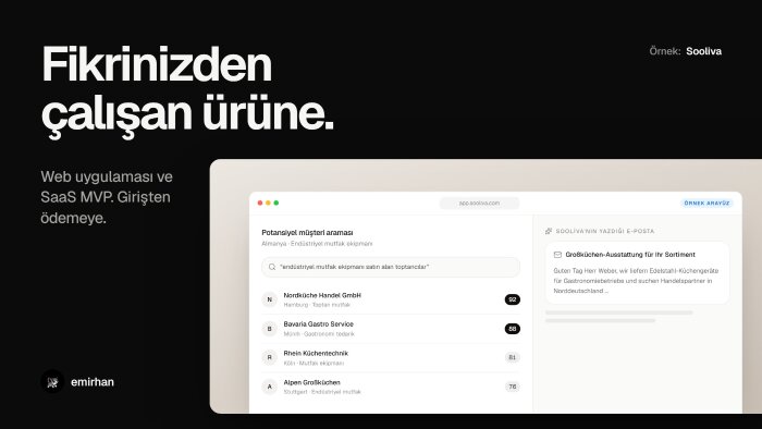 fikrinizi çalışan bir web uygulamasına dönüştürüyorum