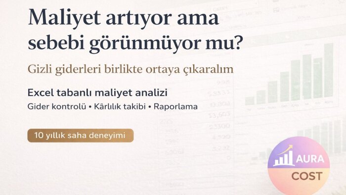  Excel ile maliyet analizi ve gider kontrolü yaparım