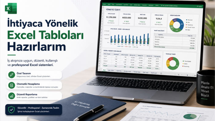 ihtiyaca yönelik excel tabloları hazırlarım