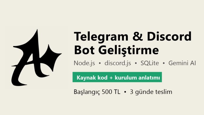 Telegram ve Discord botunuzu Node.js ile geliştiririm