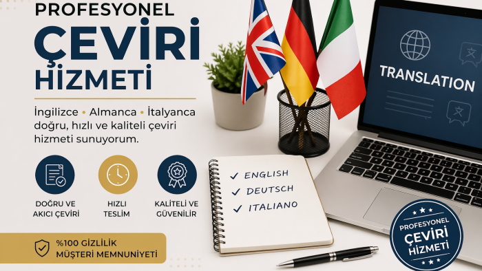  profesyonel bir şekilde çeviri hizmeti sunuyorum