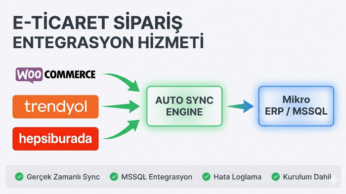 e-ticaret siparişlerini Mikro ERP'ye otomatik entegre ederim