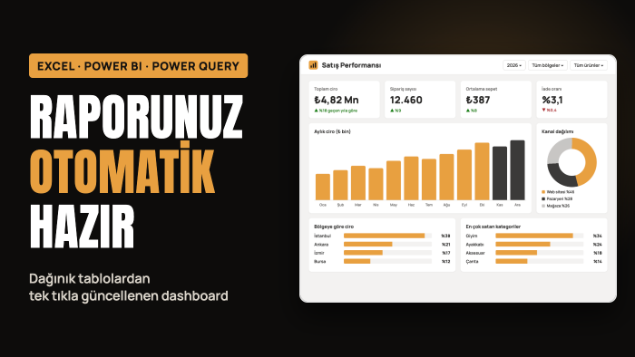 Excel ve Power BI ile otomatik rapor ve dashboard hazırlarım