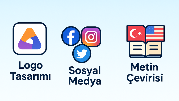 logo tasarımı, çeviri ve sosyal medya yönetimi yapacağım