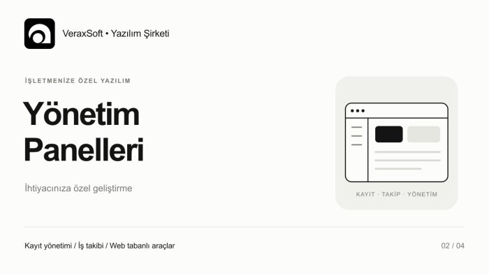 işletmenize özel yönetim paneli geliştiririm