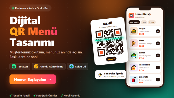 işletmeniz için dijital QR menü hazırlayabilirim