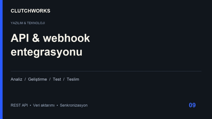 sistemlerinize API ve webhook entegrasyonu geliştiririm