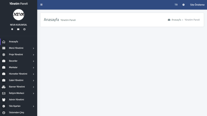 web sitenize yönetim paneli yapabilirim