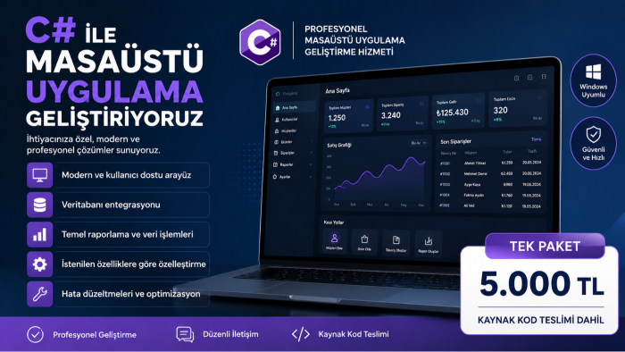 C# ile profesyonel masaüstü uygulamaları geliştiririm