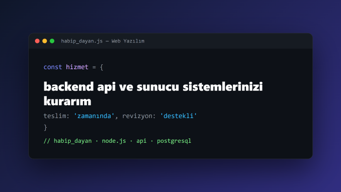 backend api ve sunucu sistemlerinizi kurarım