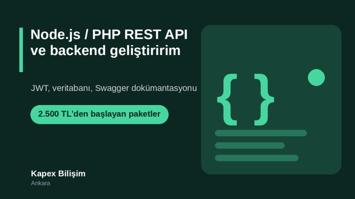 Node.js / PHP REST API ve backend geliştiririm