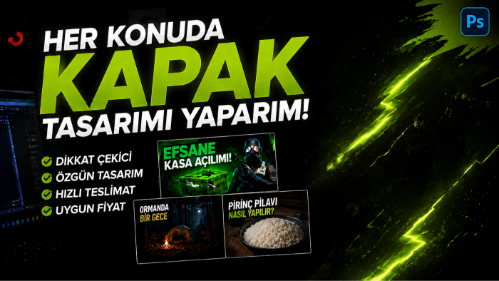 her konuda kaliteli kapak fotoğrafı (thumbnail) yaparım